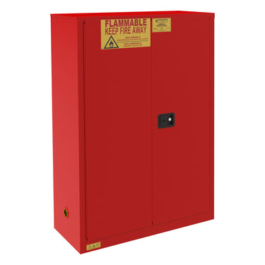 FM Approved, Flammable Storage Cabinet, 60 Gallon Paint and Ink Storage, 2 Doors, Manual Close, 5 Shelves, Red